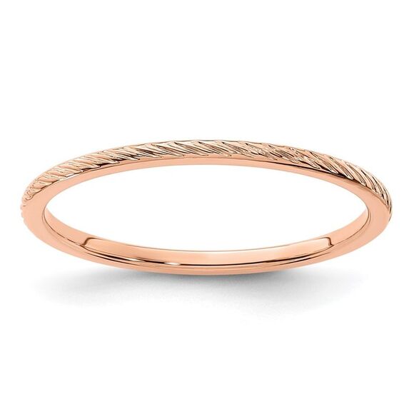 Kazi Luxury 14K Rose Gold 1.2mm Twisted Wire Pattern Stackable Band Size 7.5